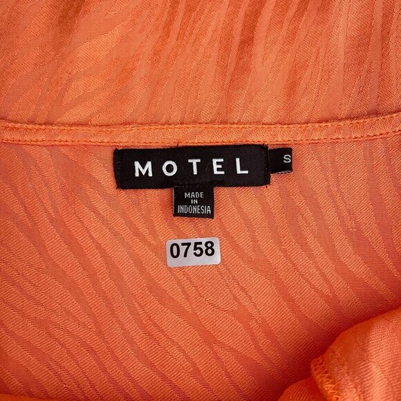 Motel Zebra Print Spaghetti Strap Side Slit Slip Dress Cantaloupe Orange Women S - Picture 7 of 11